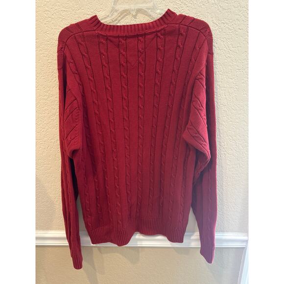 Men’s Tommy Hilfiger Red Cable Knit Sweater. Size Medium - Picture 3 of 4